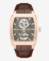 Kenneth Cole Curved Automatic Strap Watch In Brown