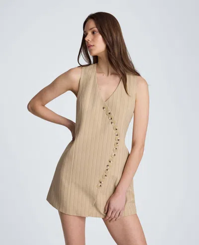 Kenneth Cole Curved Mini Stripe Suit Dress In Brown