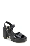 Kenneth Cole Dolly Ankle Strap Platform Heeled Sandal In Black Croco