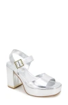 Kenneth Cole Darla Ankle Strap Platform Sandal In Silver Leather
