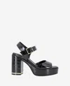 Kenneth Cole Dolly Ankle Strap Platform Heeled Sandal In Black Croco