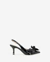 Kenneth Cole Davia Patent Floral Appliqué Slingback In Black Patent