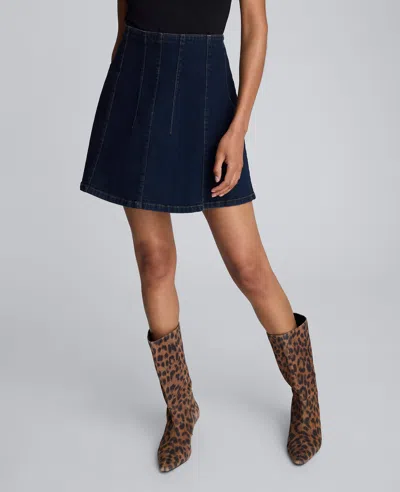 Kenneth Cole Denim Mini Skirt With Seaming Detail In Blue