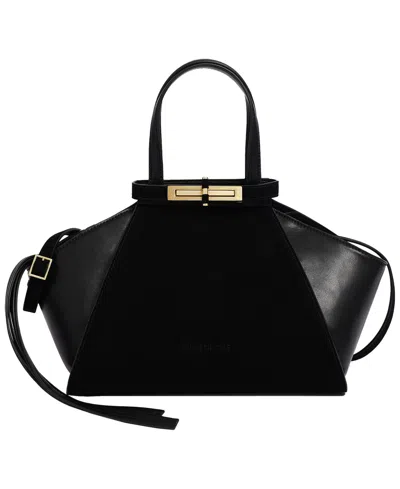 Kenneth Cole Detachable Leather Small Crossbody Satchel Handbag In Black