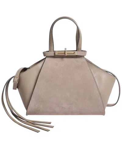 Kenneth Cole Detachable Leather Small Crossbody Satchel Handbag In Gray
