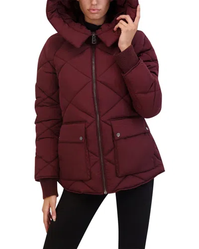 KENNETH COLE DIAMOND QUILTED CRINKLE PUFFER COAT