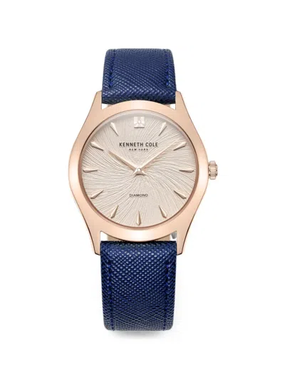 Kenneth Cole 다이아몬드 텍스처 34mm 시계 In Blue