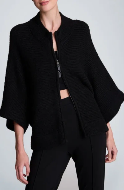 Kenneth Cole Dolman Sleeve Zip Cardigan In Black