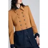 Kenneth Cole Luxe Twill Cropped Military Jacket In Brown