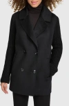 KENNETH COLE KENNETH COLE DOUBLE BREASTED KNIT SLEEVE DOUBLE FACE WOOL BLEND COAT