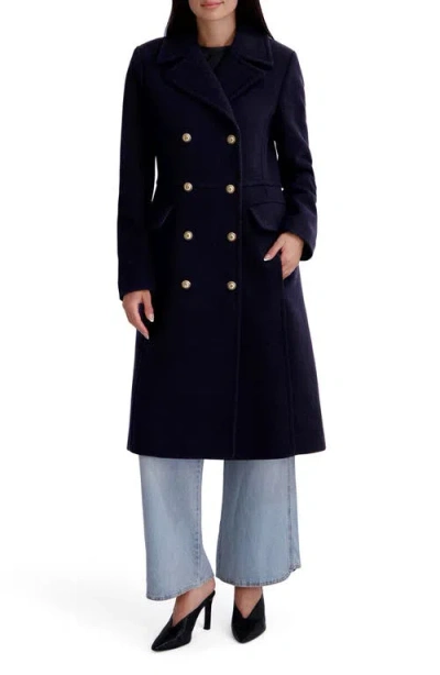 Kenneth Cole Double Breasted Military Coat In Black