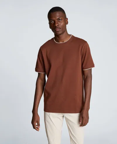 Kenneth Cole Double Collar Tee In Brown