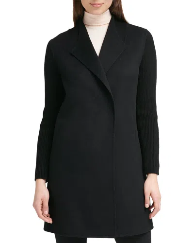 Kenneth Cole Double Face Wool-blend Coat In Black