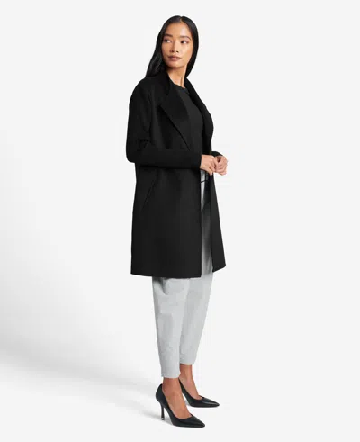 Kenneth Cole Double-face Wool Jacket With Ribbed-knit Sleeves In Black