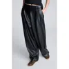 Kenneth Cole Double Pleat High Waist Wide Leg Faux Leather Pants In Black