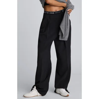 Kenneth Cole Double Pleat High Waist Wide Leg Pants In Black