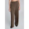 Kenneth Cole Double Pleat High Waist Wide Leg Pants In Brown