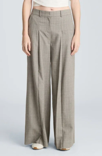 Kenneth Cole Double Pleat High Waist Wide Leg Pants In Gray