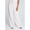 Kenneth Cole Satin High Rise Fly Front Double Pleated Wide Leg Pant In White