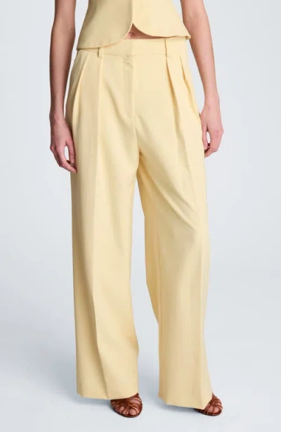 Kenneth Cole Double Pleat Wide Leg Pants In Yellow