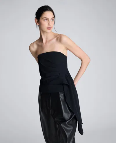 Kenneth Cole Drape Front Bustier Top In Black