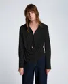 Kenneth Cole Drape Front Pullover Shirt In Black