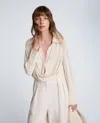 Kenneth Cole Drape Front Pullover Shirt In Neutral