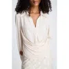 Kenneth Cole Drape Front Shirt In Neutral
