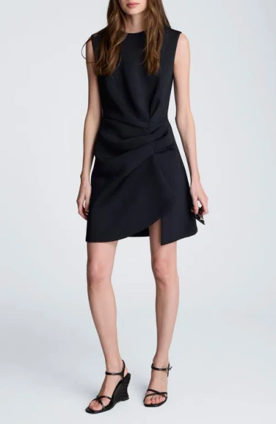 Kenneth Cole Drape Pleated Sleeveless Dress In Black