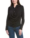 Kenneth Cole Drape Front Pullover Shirt In Black