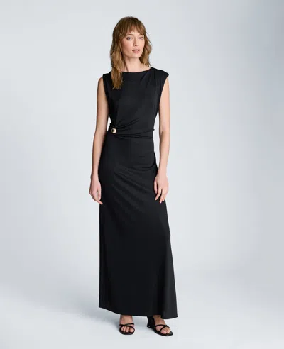 Kenneth Cole Drape Waist Maxi Dress In Black