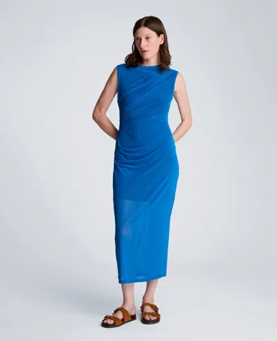 Kenneth Cole Draped Detailed Modern Midi Dress In Blue