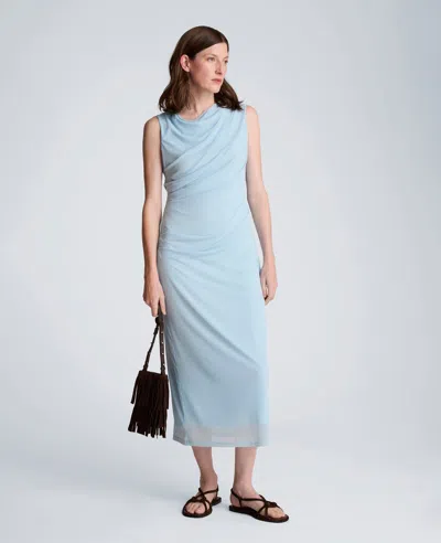 Kenneth Cole Draped Detailed Modern Midi Dress In Blue