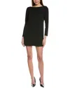 Kenneth Cole Drape Back Long Sleeve Shift Dress In Black