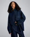 Kenneth Cole Drapey Denim Button Up Oversized Shirt In Blue