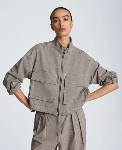 Kenneth Cole Draw Cord Jacket With Flap Pockets In Gray