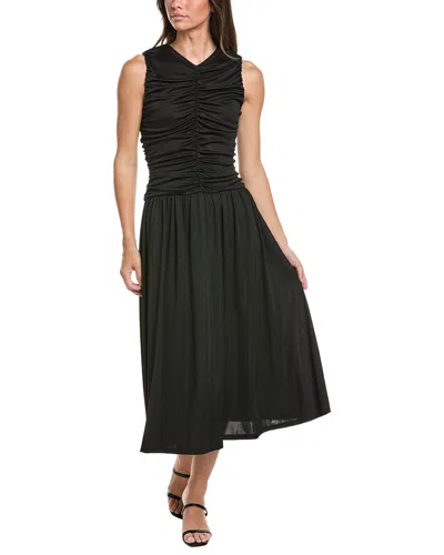 Kenneth Cole Drawstring A-line Midi Dress In Black