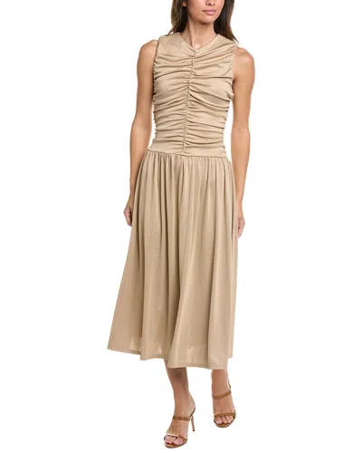 Kenneth Cole Drawstring A-line Midi Dress In Brown