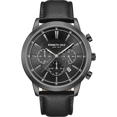 Kenneth Cole Dress Sport Chronograph Leather Strap Watch, 44mm