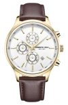 KENNETH COLE DRESS SPORT LEATHER STRAP WATCH, 43MM