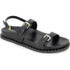 Kenneth Cole Drinity Flat Slingback Sandal In Black Leather