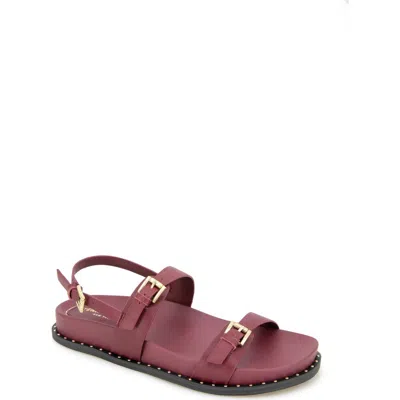 Kenneth Cole Drinity Flat Slingback Sandal In Dark Red Leather