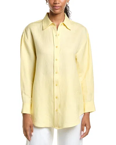 Kenneth Cole Drop Shoulder Linen-blend Boyfriend Shirt In Yellow