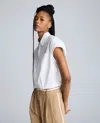 Kenneth Cole Drop Shoulder Short Sleeve Button Front Shirt In Multicolor