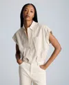 Kenneth Cole Drop Shoulder Short Sleeve Button Front Shirt In Multicolor