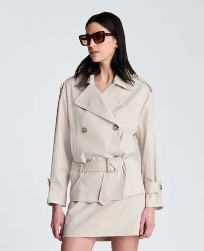 Kenneth Cole Double Breasted Short Trench Coat In Neutral