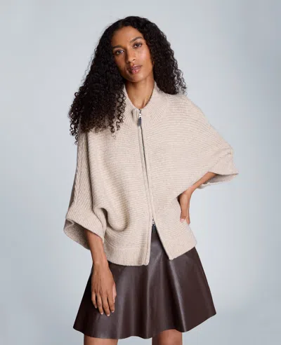 Kenneth Cole Elbow Sleeve Doleman Zip Cardigan In Neutral