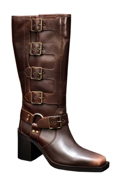Kenneth Cole Emmett Knee High Boot In Chocolate Leather