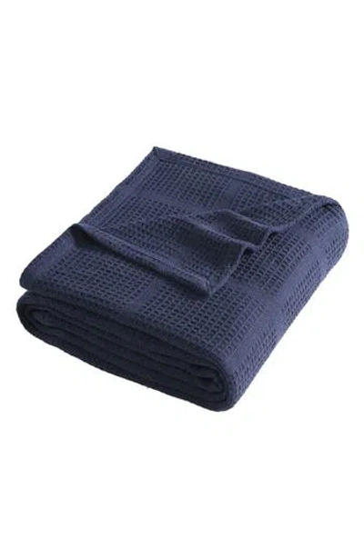 Kenneth Cole Essentials Waffle Knit Blanket In Navy