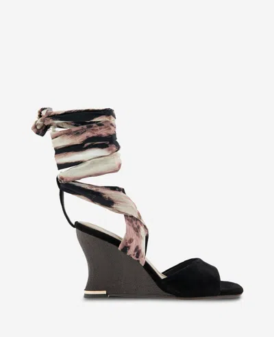 Kenneth Cole Fabia Ankle Wrap Wedge Sandal In Black